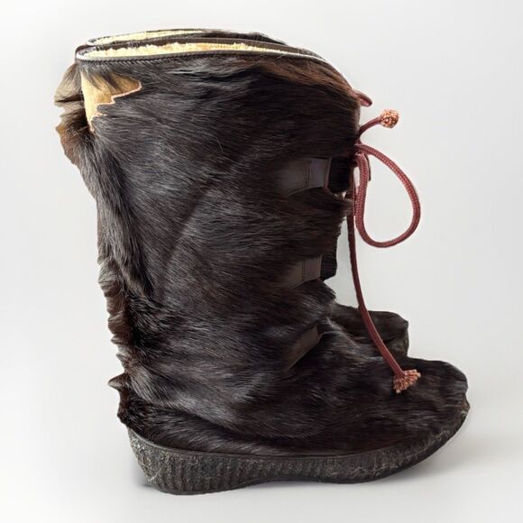 VTG Koflach Womens Brown Fur Boots Size 7 Winter Snow Austria - Picture 4 of 12